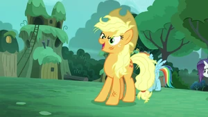 Queen Chrysalis disguised as Applejack.