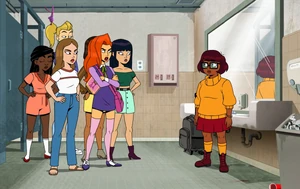 Daphne and her friends confronting Velma.