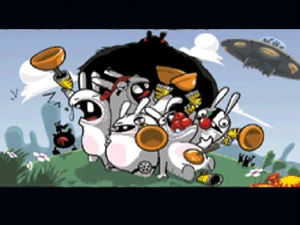 Sergueï leading the Rabbids to capture Rayman.