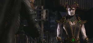 Shinnok freed MKX.png (1.11 MB) Shinnok, after being freed from the Amulet by Quan Chi with D'Vorah's aid.