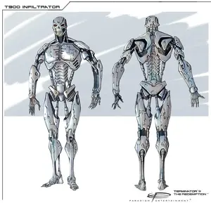 T 900 concept.webp (71 KB) Early concept art for the T-900s, which was repurposed for the T-850s' endoskeleton design in Terminator 3: The Redemption.