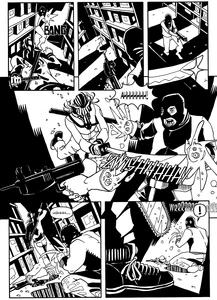 Corey slicing off a thug's hands and leaving him at the mercy of Alex.