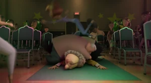 Being tackled.