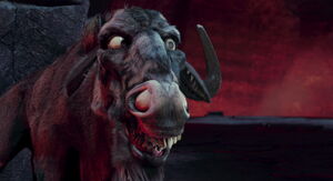 Kazar's evil glare as he is ready to attack.