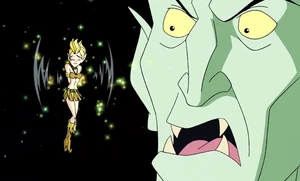 The Goblin King reprimanding and grounding Princess Willow for her disobedience.