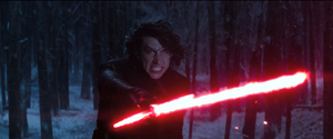 Kylo confronts Finn and demands Anakin's lightsaber.
