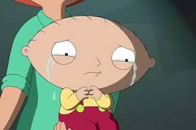 Stewie crying after Brian dies