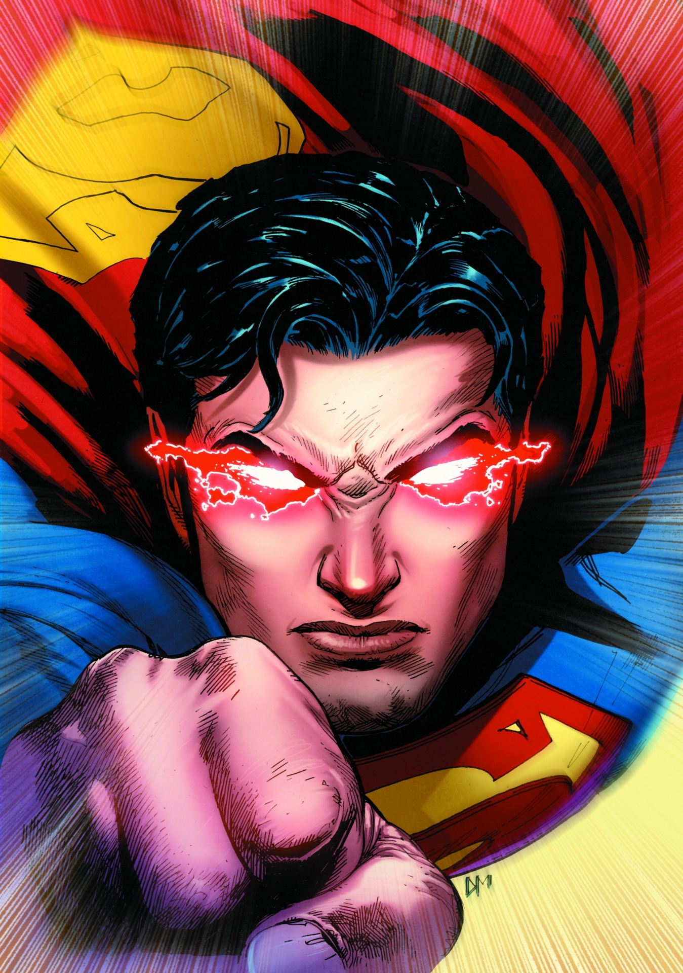 superman glowing red eyes