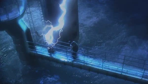 De Wynter being struck by lightning.