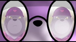 Sergeant Ironstroke's reflection from the father's glasses.