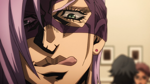 Melone licking his lips.