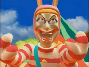 Popee's evil laugh in his desire to poison Kedamono and a elephant with a poisoned apple.