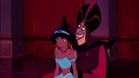 Jafar manipulating Jasmine so she won't interfere with his plans.