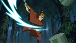 Ventress used the Force to hurl entire trees at Skywalker.