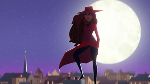 Carmen Sandiego as she appears in the Netflix animated miniseries.