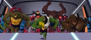 Tokka And Rahzar charging with Hun.