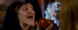 Narissa as a hag offers the poisoned apple