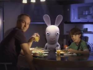 Rabbid with dad and son