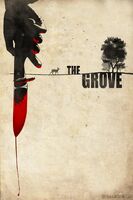 The Walking Dead's poster for Lizzie's character-defining episode, The Grove. It shows Lizzie holding a bloody knife and a deer representing her younger sister, Mika.