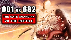 The Gate Guardian fighting with SCP-682.