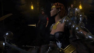 Catherine Ironfist and Lord Haart attack Nicolas' throne room.