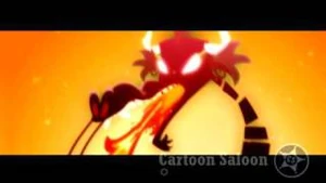 Dragon spitting fire.