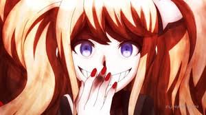 Junko laughing in her Monokuma persona and evil grin.