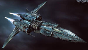 Megatron in his new Cybertronian jet mode in The Last Knight.