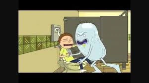 King Jellybean assaulting Morty while in the bathroom.