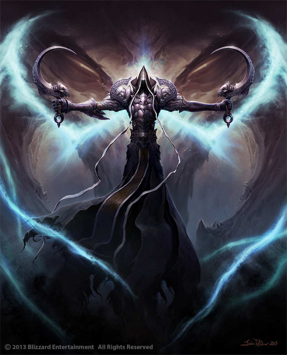 Wallpaper darkness, sword, shield, blizzard, diablo, crusader, Malthael,  reaper of souls for mobile and desktop, section игры, resolution 5906x2531  - download