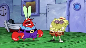 Mr. Krabs with SpongeBob.