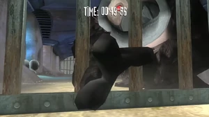 Sergueï attempting to catch Rayman only to fail at the end of the minigame, Bunnies are bad at peek-a-boo.