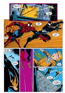 Venom saving a baby from falling to it's demise.