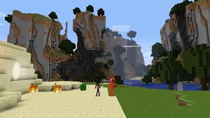 The duo look around the overworld, in amaze...