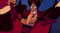 When he's apprehended by the guards, Jafar pulls out a magic potion.