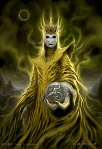 Hastur with Yellow Sign in hand.