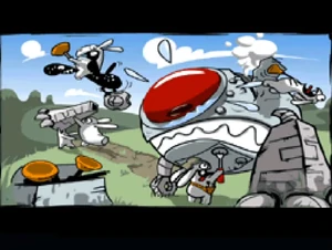 Colossus undergoing a painful overhaul following his failure to defeat Rayman.