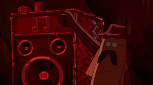 The DJ turning up the volume.