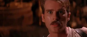 Boone horrified by the sight of the angry python Kaa.