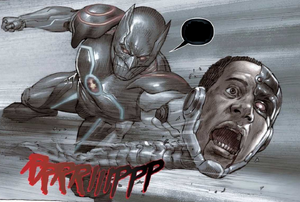Murder Machine kills Cyborg (of Earth -44).