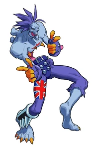 Lord Raptor posing in Vampire Savior: The Lord of Vampire (Darkstalkers 3)