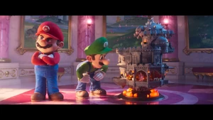 "Don't move, I'll be right up!" - Bowser greeting Luigi from his miniature-sized castle.