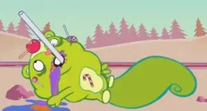 Nutty chokes on a giant lollipop given to him by Lumpy.