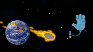 The Meteor about to get knocked away by Sandy.