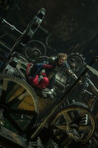 Green Goblin and Spider-Man fight.