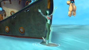 The Lady of the Depths asking Popeye to leave everything behind.