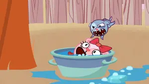 Whistle attacking Giggles.