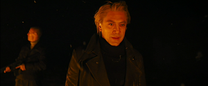 Silva launching an attack on the Skyfall family estate.