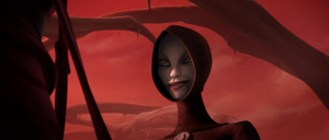 Ventress smiles pleasantly when Talzin says the new assassin will be their pawn.