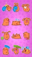 Bacon Dog on a number of stickers in the Sushi Cat Stickers app